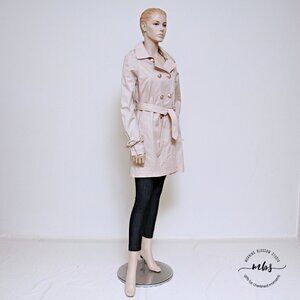 NWT Luz Double Breasted Belted Trench Coat Barbiecore Gold buttons Beige Women M